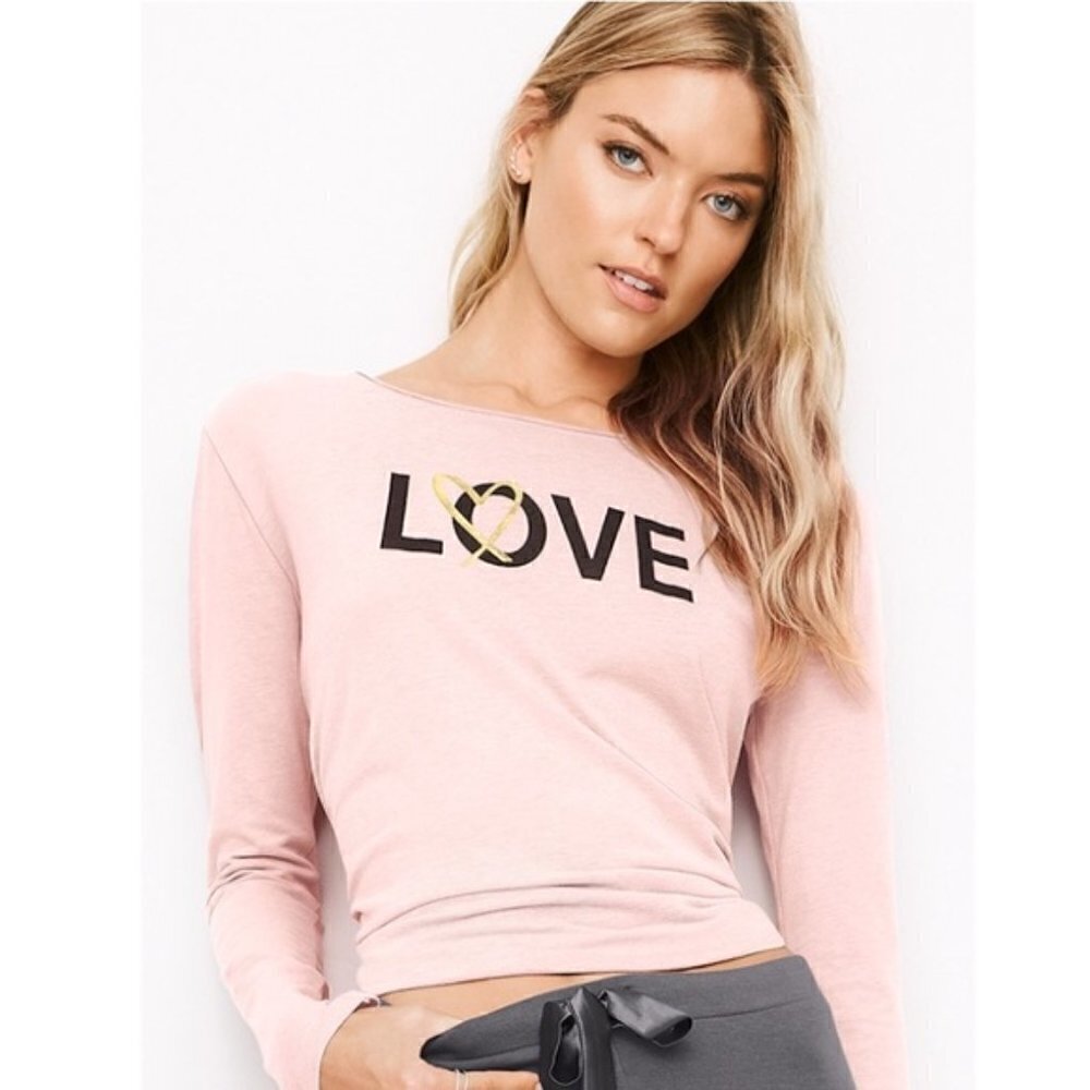 NEW Victoria's Secret Love Sequin Lounge Tee Shirt